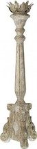 Candleholder Candlestick Cream Gray Gold Distressed Wood Carved - £374.89 GBP