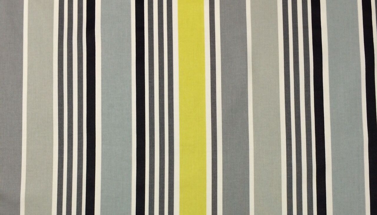 Primary image for P KAUFMANN NEXT WAVE ONYX BLACK YELLOW STRIPE MULTIUSE FABRIC BY THE YARD 54"W