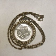 Vintage Crown Trifari Intaglio Aries Zodiac Necklace Gold Tone - £21.23 GBP