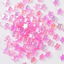 50 Pink Star Beads Jewelry Supplies AB Shimmer Celestial Night Sky BULK 10mm - £4.24 GBP