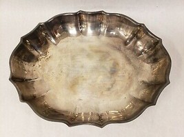 Vintage Rogers Silver Plate Oval Vegetable Bowl Dish Scalloped Edge Engr... - $24.25