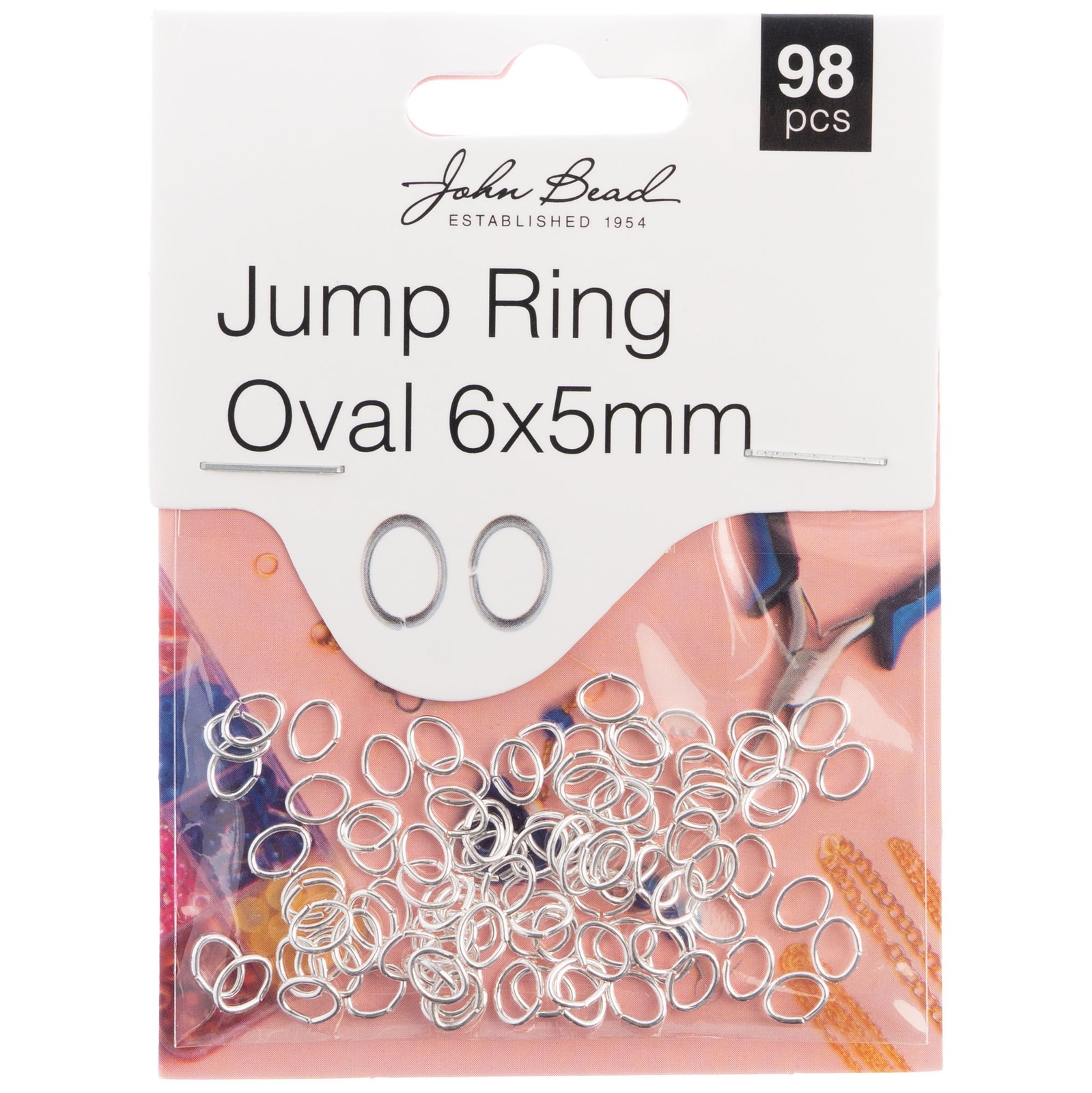 John Bead Jump Ring Oval 6x5mm 98/Pkg-Silver 1401027 - $7.97