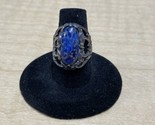 Vintage Lapis Lazuli Sterling Silver Ring Mushrooms Size 7.5 Estate Jewe... - $74.24