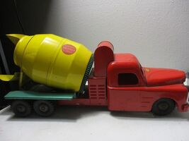 1950s Structo Toys, Ready-Mix Concrete, Cement Truck, Red Yellow Pressed... - $53.45