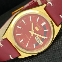 Vintage Refurbished Seiko 5 Auto 6309A Japan Mens DAY/DATE Red Watch a309501-11 - £33.78 GBP