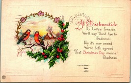 Sparrows Holly Framed Cabin Scene At Chirstmastide 1918 Stecher DB Postcard C6 - £6.15 GBP