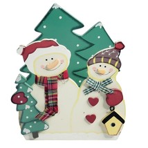 Snowman Wooden Coaster 6 Piece Set with Holder Painted Cork Holiday Chri... - £11.75 GBP