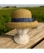 Vintage Kentucky Derby Acrylic Straw Hat With Floral Embroidered Bandana... - $35.37