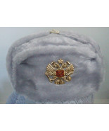Auténtico Ruso Militar Apagado/Blanco Ushanka W/ Doble Águila - $30.92