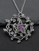 Pentagram Vines Crescent Necklace - £8.37 GBP