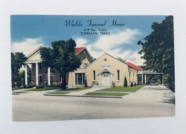 Waldo Funeral Home Vintage Linen Postcard Sherman Texas 85631 Made in USA Linen - £3.86 GBP