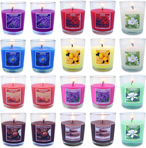 Scented Glass Filled Votive Candles, 15 Hours Assorted Colored Hand Poured Wax C - £29.16 GBP