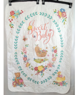 COMPLETED Bucilla Sweet Baby Crib Cover Cross Stitch Bear Flowers Duck 3... - €37,55 EUR