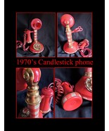 shiny red colored rotary dial Candlestick land phone from the early 70’s. - £65.02 GBP