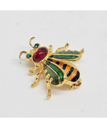 JOAN RIVERS Vintage Enamel Winged BEE Cute As A Bug Pin Brooch Retro Gre... - $39.95