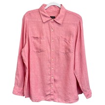 Talbots Linen Button Up Top Pink Size 2XP Petite Roll Tab Long Sleeve Co... - £20.97 GBP