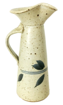 Studio Pottery Vase Pitcher Beige w/Blue Accents  10&quot;H Handmade Signed  EUC - £10.78 GBP