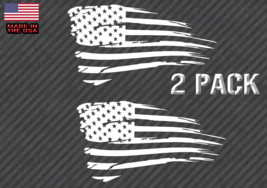 Distressed American Flag Sticker Decal Subdued USA 2 Pack CHOOSE SIZE (TatAmer) - £4.39 GBP+