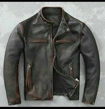 Distressed Sheep Leather Jacket Zipper Closure  Custom Made - $175.00