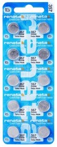 Renata 357 SR44W Batteries - 1.55V Silver Oxide 357 Watch Battery (10 Count) - £16.07 GBP