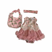 Nicole Miller Pink Floral Dress Set Size 6/9 Months - £19.47 GBP