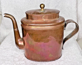 Vintage Copper Brass Teapot Snake Head or Spout Handled Small Dents - $29.21