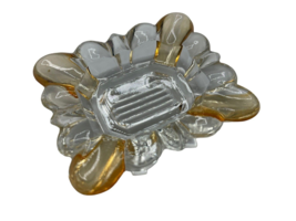 Vintage Glass Ashtray Tan and Clear Glass Beaded 3.5&quot; MCM Trinket Dish - $221.85 MXN