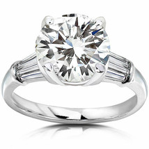 0.60ct Round-cut Moissanite Diamond Engagement Ring In 14K White Gold - £843.76 GBP