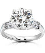0.60ct Round-cut Moissanite Diamond Engagement Ring In 14K White Gold - £859.78 GBP