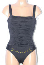 NEW Bleu Rod Beattie Black Solid Ruched Front One piece Swimsuit size 6 $129 - £35.61 GBP