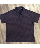 Rowm Men&#39;s Geometric Print Polo Shirt Organic Cotton Purple Size XL Golf - £13.89 GBP