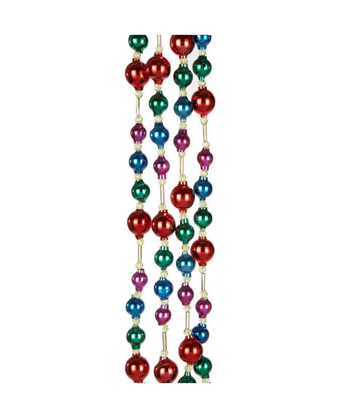 KURT ADLER 6' MULTICOLOR GLASS BEAD GARLAND C2245 - $24.88