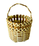 2 Miniature Handmade Woven Rattan &amp; Reed Baskets 1 with Handle 1.5&quot; x 2&quot; - £15.32 GBP