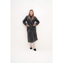 Vinci The Florence Long Shearling Black Leather Women Jacket image 15
