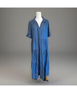 Chico's Dress Womens Tencel Tiered Denim Maxi Dress Boho Prairie Western... - $47.49