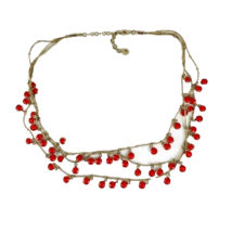 Anne Klein Three Strand Coral Flat Beaded Womens Necklace - $21.78