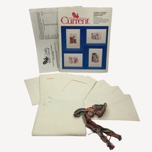 Vtg 90s Current Critters Counted Cross Stitch Christmas Cards Envelopes 5&quot;x7&quot; - £15.97 GBP