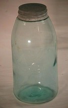 Vintage 2 Quart Blue Ball Mason 3 L&#39;s Glass Canning Jar w Ball Zinc Lid ... - £62.05 GBP