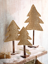 Burlap &amp; Wood and Crystals Decorative Christmas Tree by Mud Pie - £12.58 GBP+