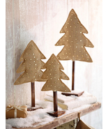 Burlap &amp; Wood and Crystals Decorative Christmas Tree by Mud Pie - £12.78 GBP+