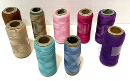 Vintage ONT and Empeco Spools Thread Purple Brown Blue Pink Teal Tan Taupe Lot 9 - £17.98 GBP