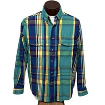 Wrangler Western Shirts Blue Green Yellow Plaid Long Sleeve Shirt Mens S... - $17.10