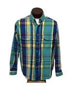 Wrangler Western Shirts Blue Green Yellow Plaid Long Sleeve Shirt Mens S... - $325.57 MXN