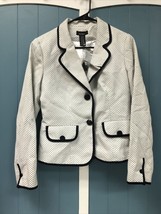 Bob Mackie Studio Polka Dot Embroidered Blazer Sleeves Size 6 Y2K Black White - £19.18 GBP