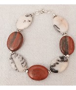 7.5&quot; new bracelet with oval pink feldspar and jasper - €6,81 EUR