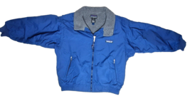 Vtg Patagonia Kids Size 8 Blue Jacket Full Zip Gray Fleece Lined Youth Coat - £22.28 GBP