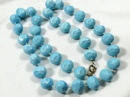 Vtg Blue Round Beads Strand Necklace 23.5&quot;L - £14.24 GBP