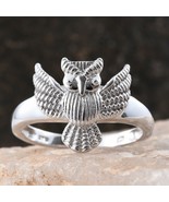 Platinum Over Sterling Silver Owl Ring (Size 7.0) GORGEOUS!! Gift Boxed ... - $14.84