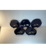 Set of 5 Japanese Decorative Plates Cranes Cobalt Blue Hand Painted with... - $44.99