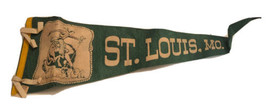 St. Louis, MO. “Cowboy” Riding A Bull Vintage Green Felt Pennant - £32.74 GBP